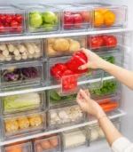 Caja De Almacenamiento Apilable Para Refrigerador Con Ventilación Para Mayor Conservación