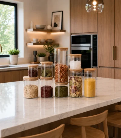 Frasco De Borosilicato Hermético Con Tapa De Bambú
