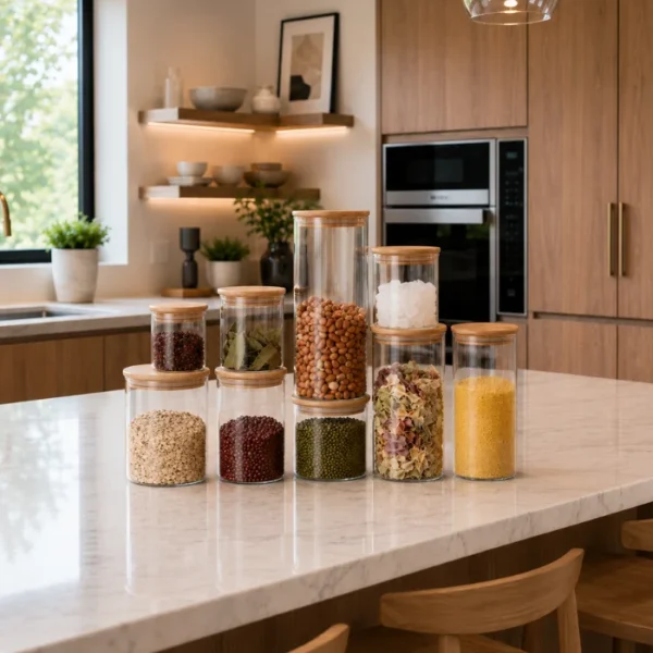 Frasco De Borosilicato Hermético Con Tapa De Bambú