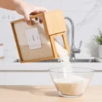 Contenedor de bambu con vertido fácil