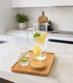 Jarra De Vidrio Con Tapa De Bambú